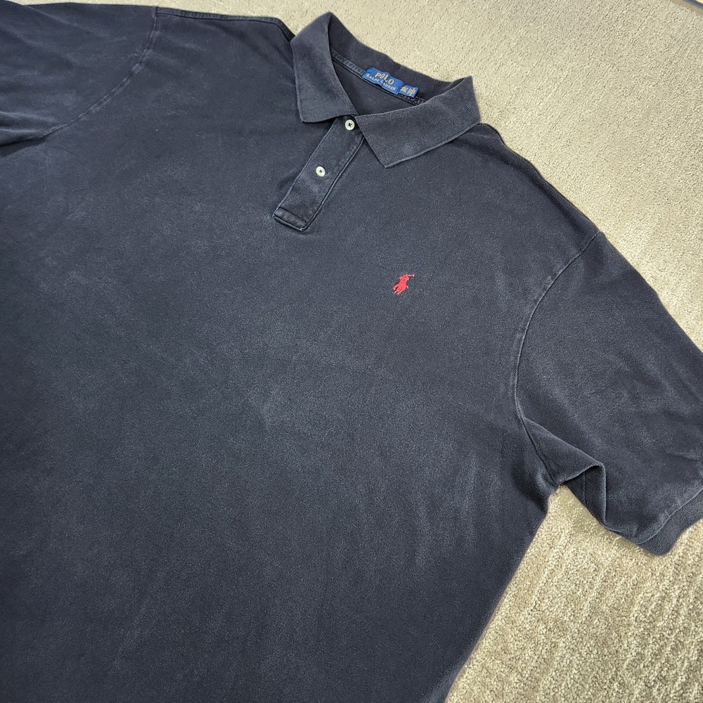 Polo Ralph Lauren Polo Shirt Men 4XLT Black Golf Mesh Red Pony Cotton Preppy